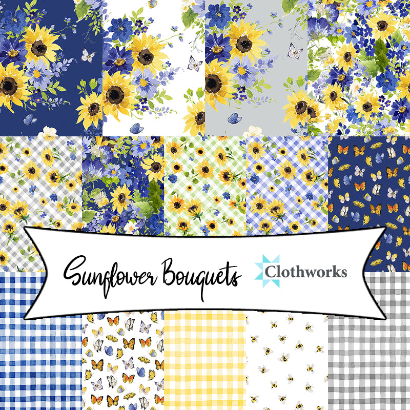 Sunflower Bouquets by Heatherlee Chan for Clothworks Fabrics
