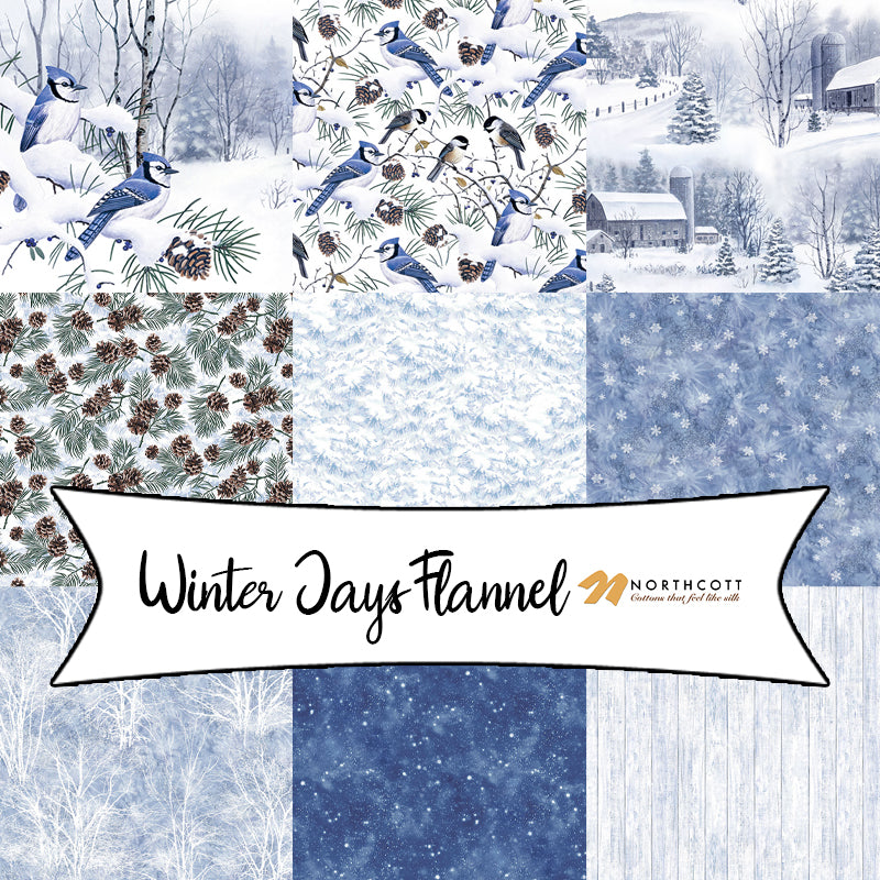 Winter Jays Flannel by Art Brand Holdings for Northcott Fabrics