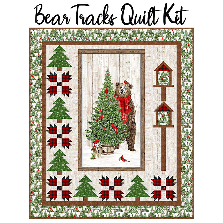 Bear Tracks Quilt Kit with Beary Merry Christmas for Northcott Fort