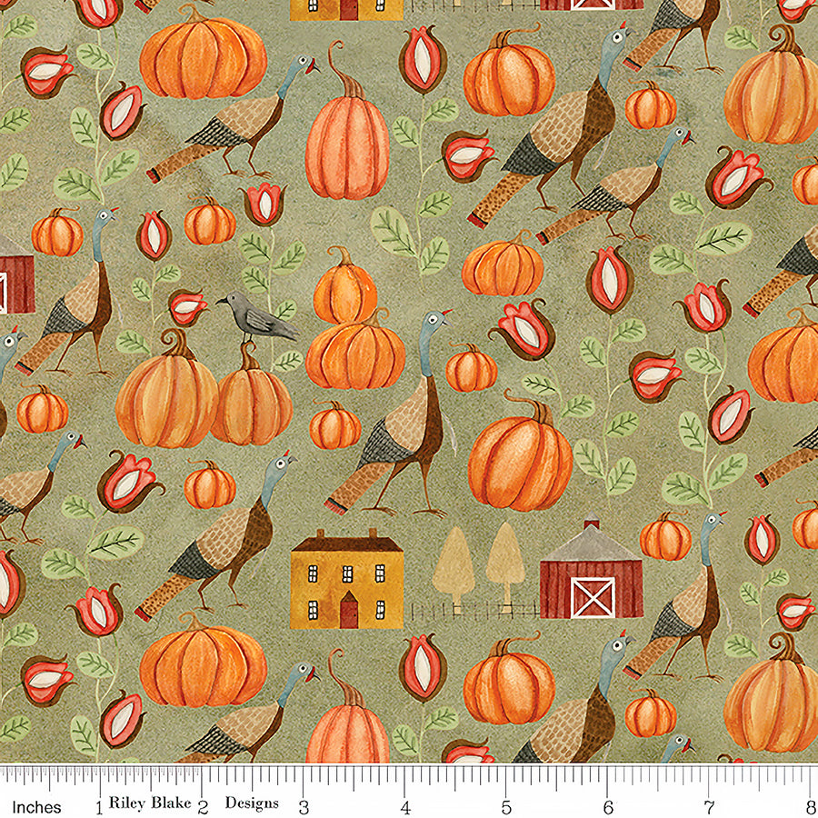 Bittersweet Farm Turkey Hollow Olive Riley Blake Fort Worth Fabric
