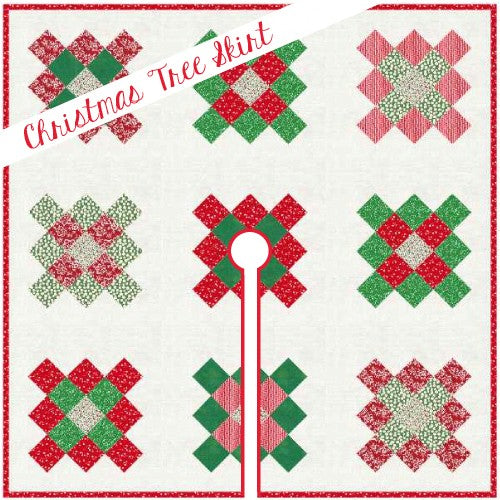 "Granny Square” is a Free Quilted Christmas Tree Skirt Pattern designed by Lindsey Weight from Fort Worth Fabric Studio!