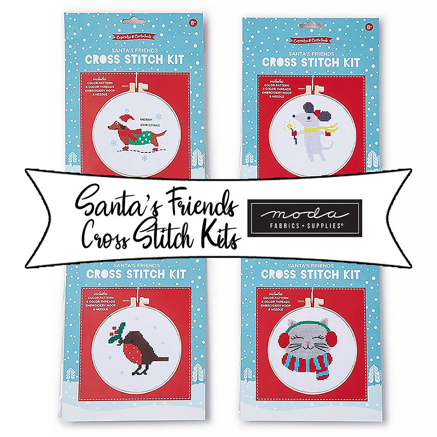 Santa's Friends Cross Stitch Kits by Cupcakes & Cartwheels for Moda Fabrics