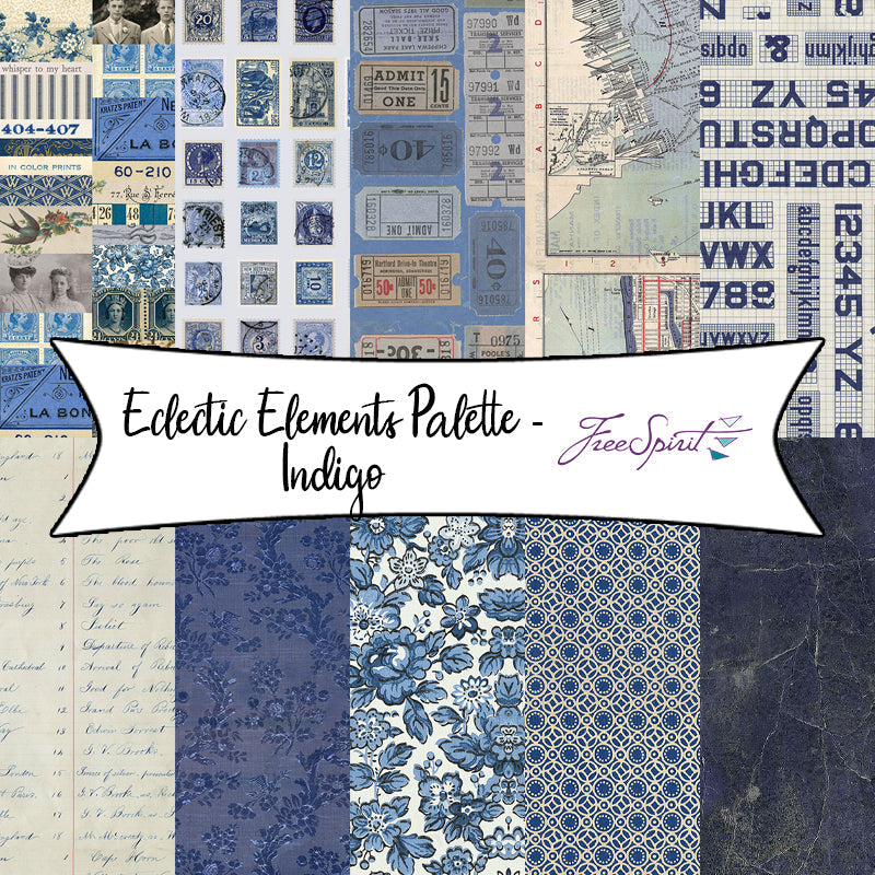 Eclectic Elements Palette - Indigo by Tim Holtz for Free Spirit Fabrics