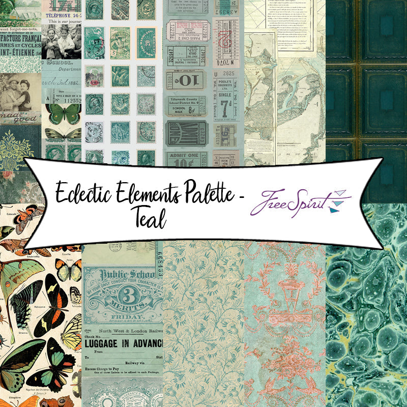 Eclectic Elements Palette - Teal by Tim Holtz for Free Spirit Fabrics