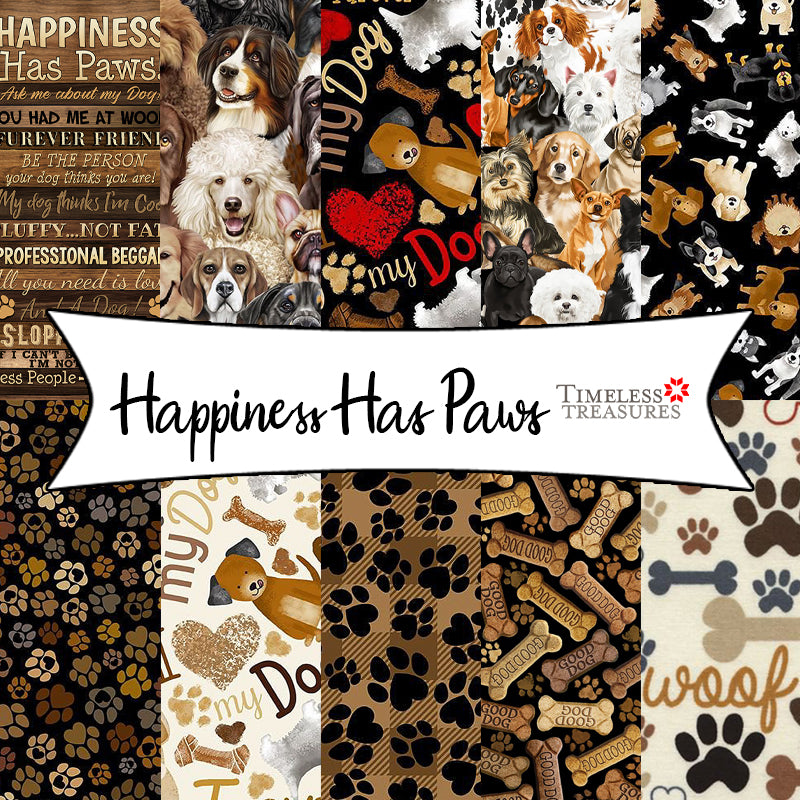 Happiness Has Paws from Timeless Treasures Fabrics