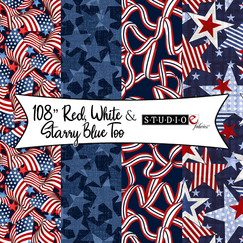 108" Red, White and Starry Blue Too by Chelsea DesignWorks for Studio E Fabrics