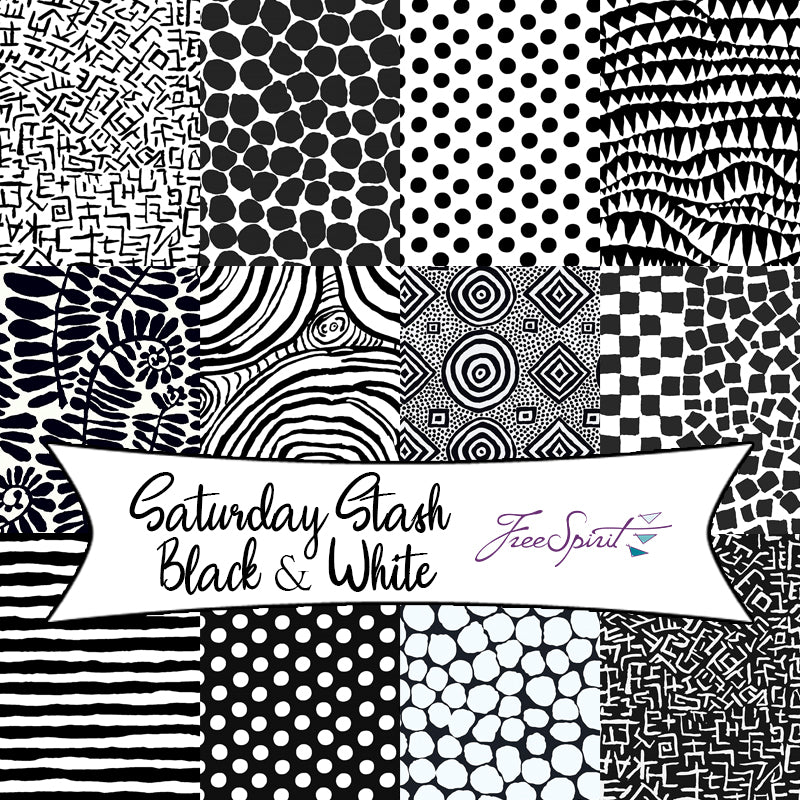 Saturday Stash Black & White by Philip Jacobs for Free Spirit Fabrics