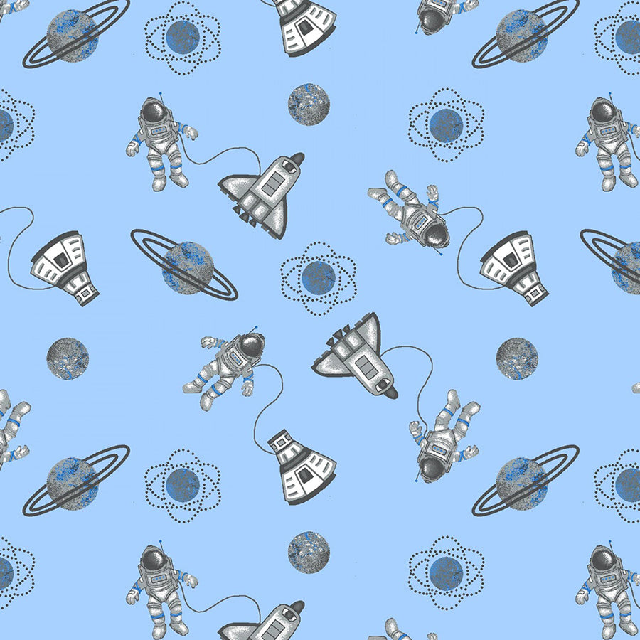 Comfy Flannel Astronauts & Space Ships Blue