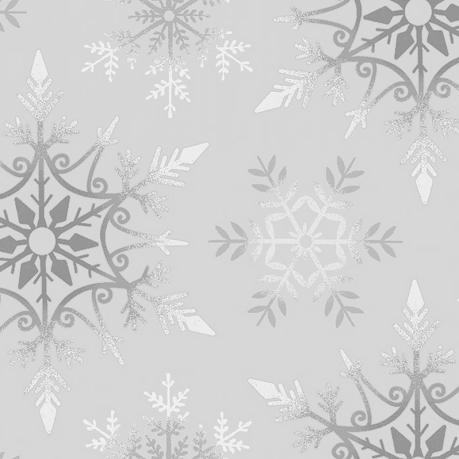 108" Wide Quilt Backing Crystal Frost Snowflakes Light Gray