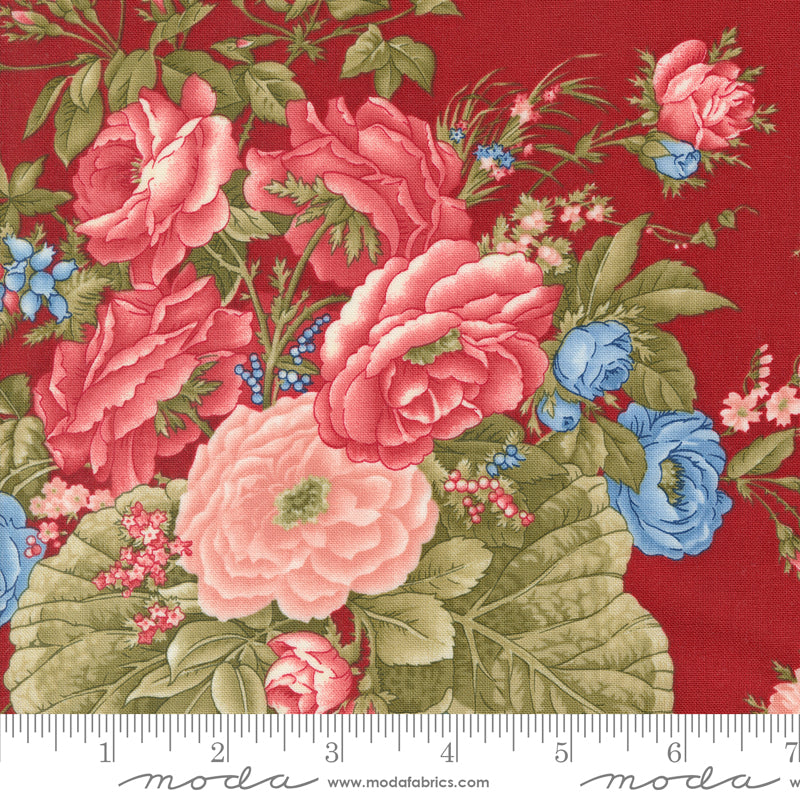 Moda Grand Haven Rose Florals Crimson 1 Yard Cut
