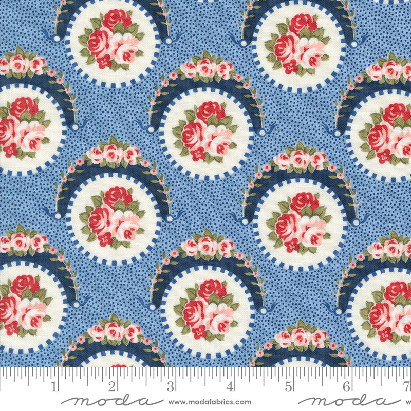 Moda Grand Haven Sweet Florals Sky 1 Yard Cut