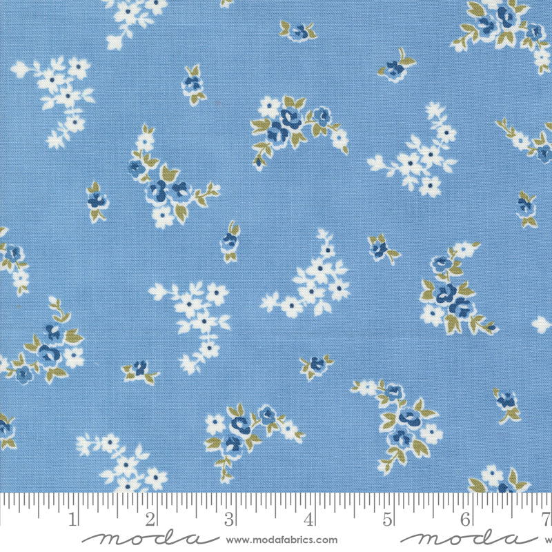 Moda Grand Haven Blooming Garlands Sky 1 Yard Cut