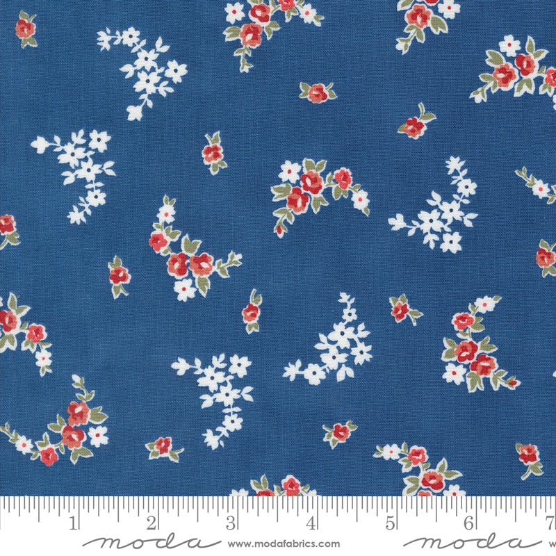 Moda Grand Haven Blooming Garlands Nautical Blue 1 Yard Cut