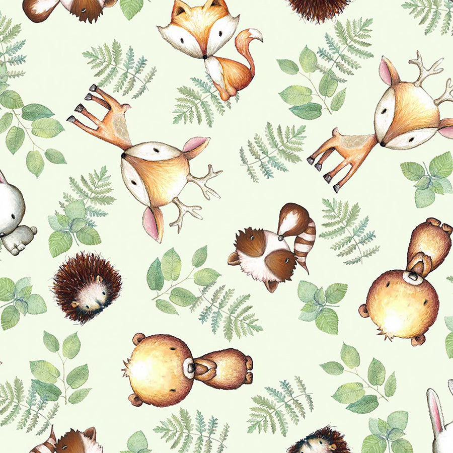 Comfy Flannel Fox, Deer and Bears Green