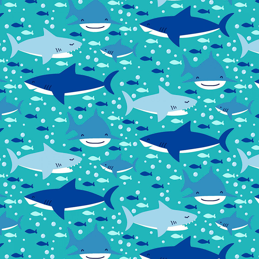 Comfy Flannel Swimming Sharks Multi