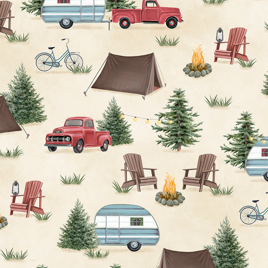 Evergreen Escape Camping Scenic All Over Sand
