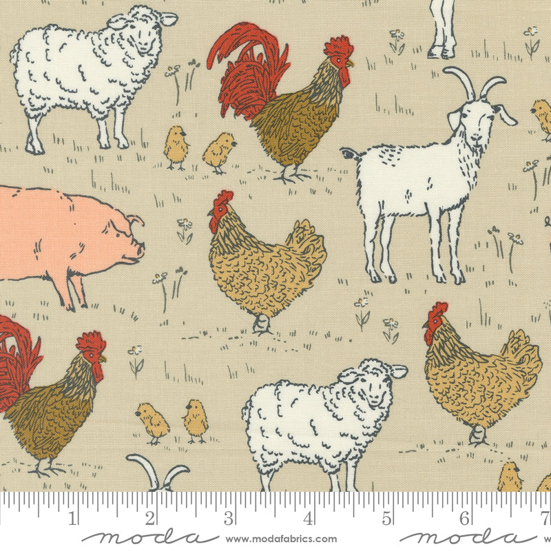 Moda Farmstead Animal Farm Linen 1 Yard Cut
