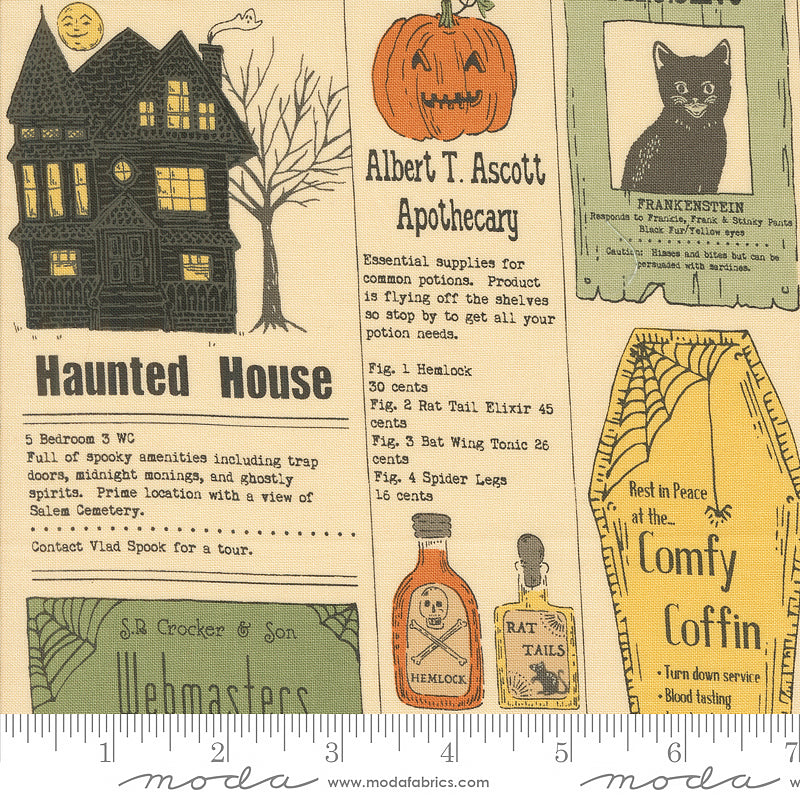 Home Sweet Haunt Vintage Newspaper Bone