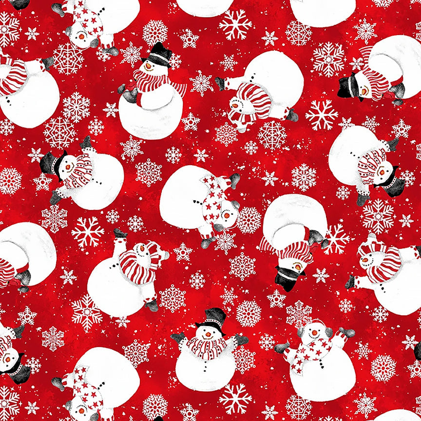 Snow Crew Minky Tossed Snowmen Red