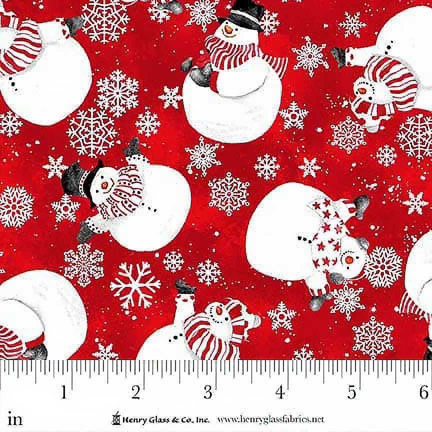 Snow Crew Minky Tossed Snowmen Red
