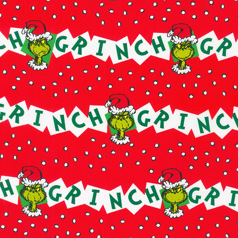 How the Grinch Stole Christmas Stripe Border Holiday Red