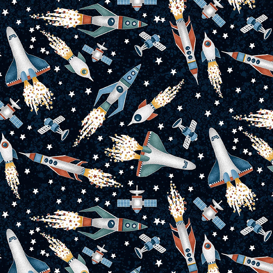 Milky Way Tossed Rockets Navy Glow in the Dark