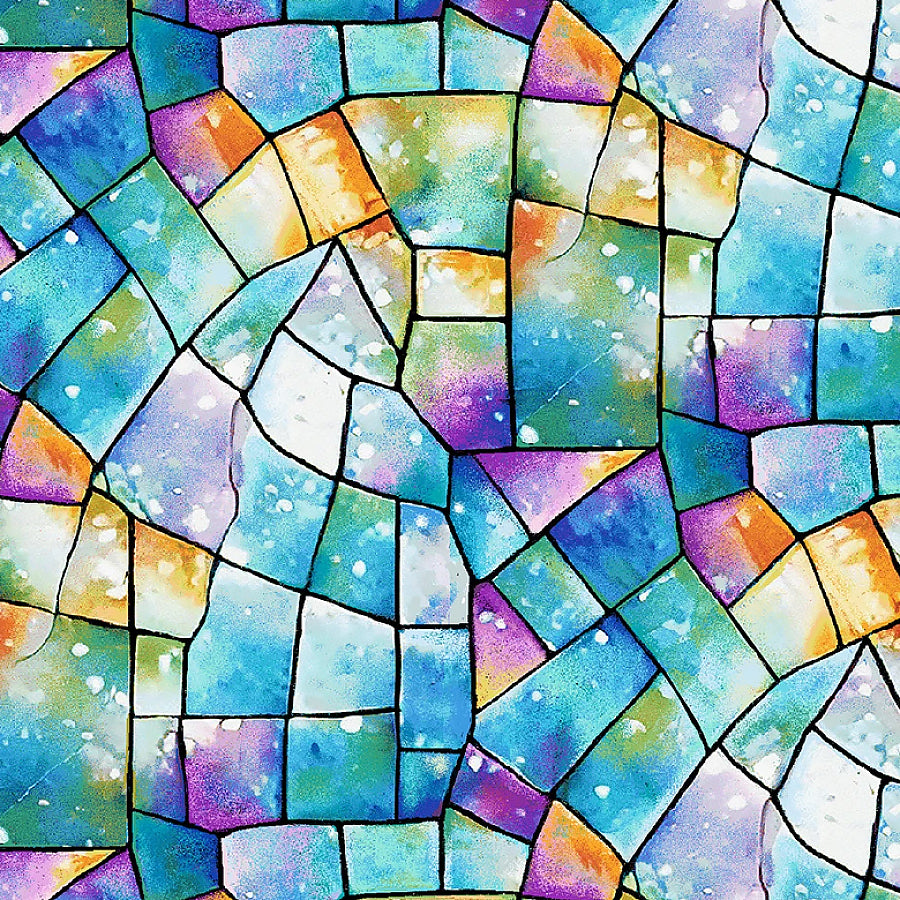 Faith in Full Color Stained Glass Turquoise/Multi