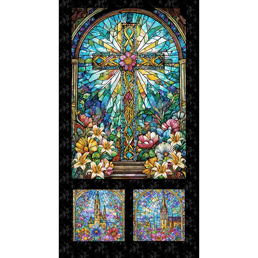 Faith in Full Color 24" Panel Turquoise/Black