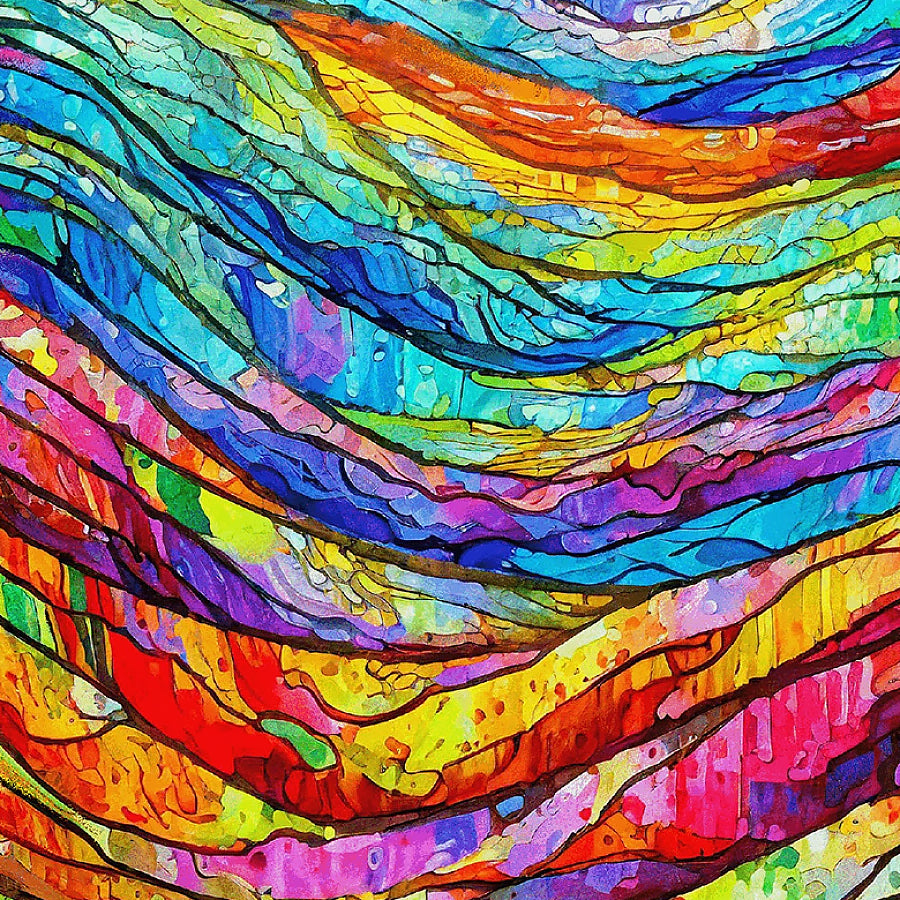 Faith in Full Color Wavy Stained Glass Turquoise/Multi