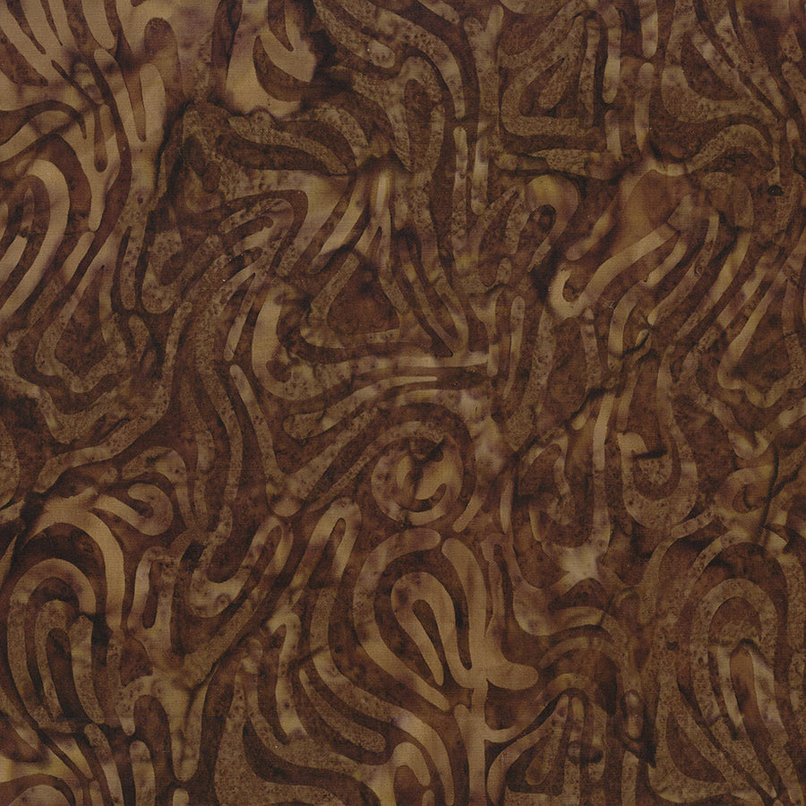 Cinnamon Twist Batiks Floating Lines Dark Brown