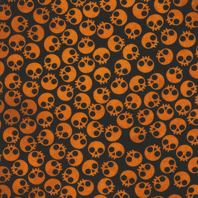 Robert Kaufman Dreadful Delights Tossed Skulls Ember 1 Yard Cut