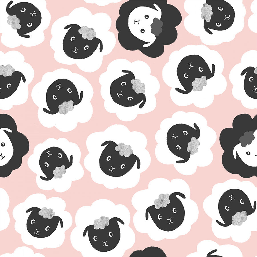 Little Foot Farm Flannel Black Sheep Pink