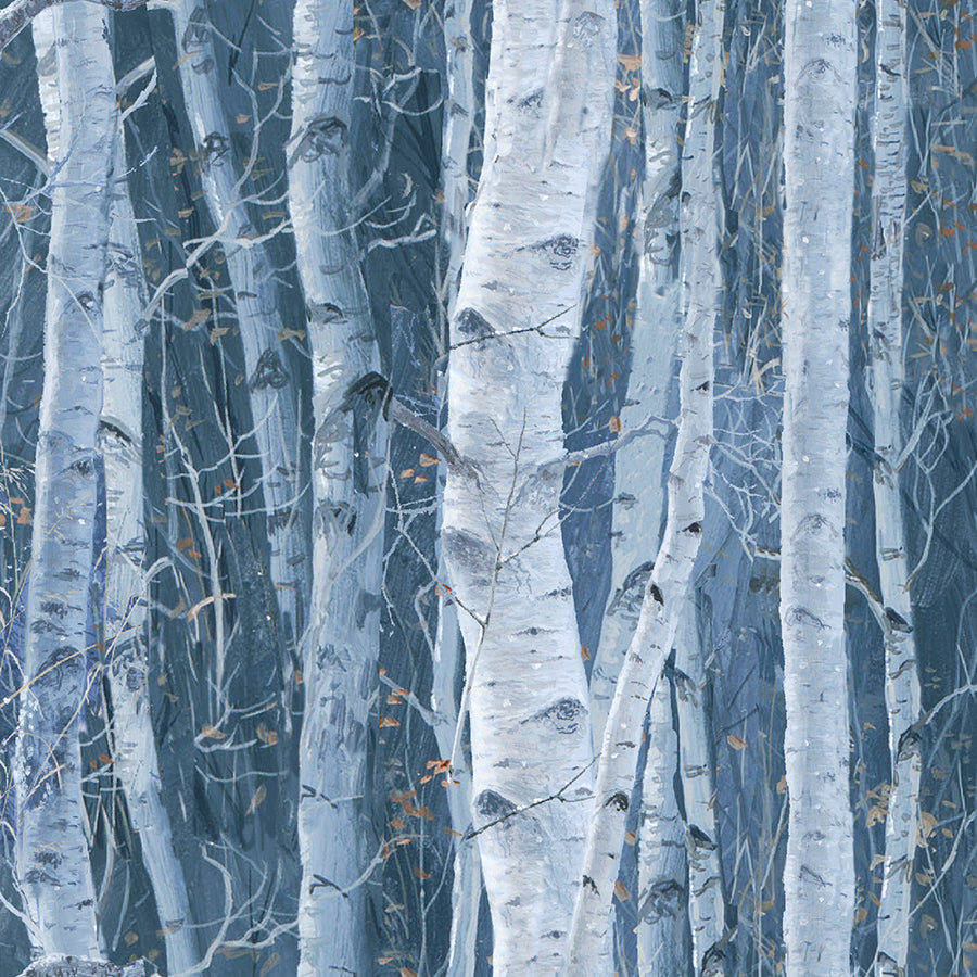 Under the Moonlight Winter Birch Blue