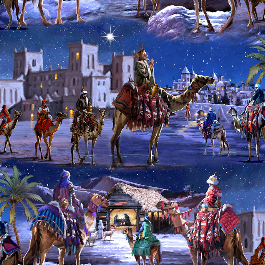 Let Us Adore Him Three King Voyage Blue