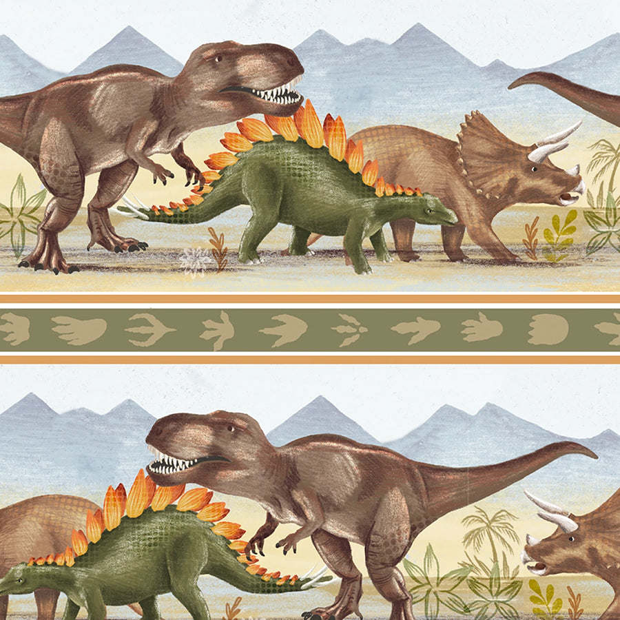 Dinosaur Trails Repeating Stripe Multi