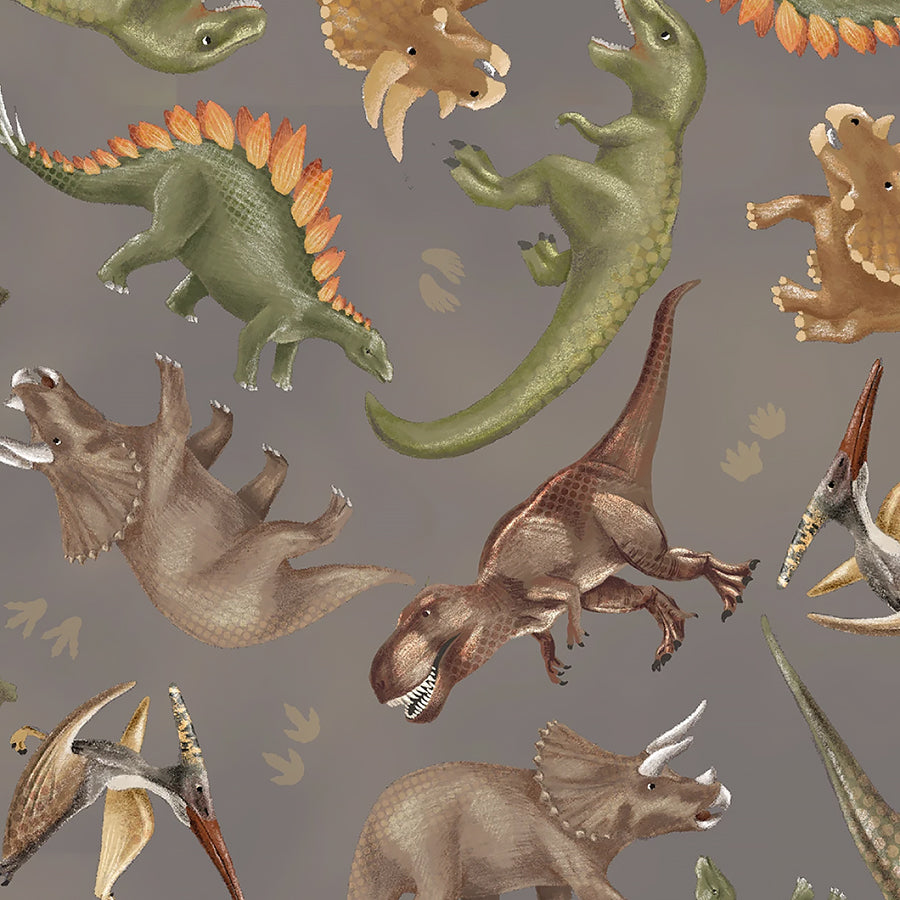 Dinosaur Trails Tossed Dinos Taupe