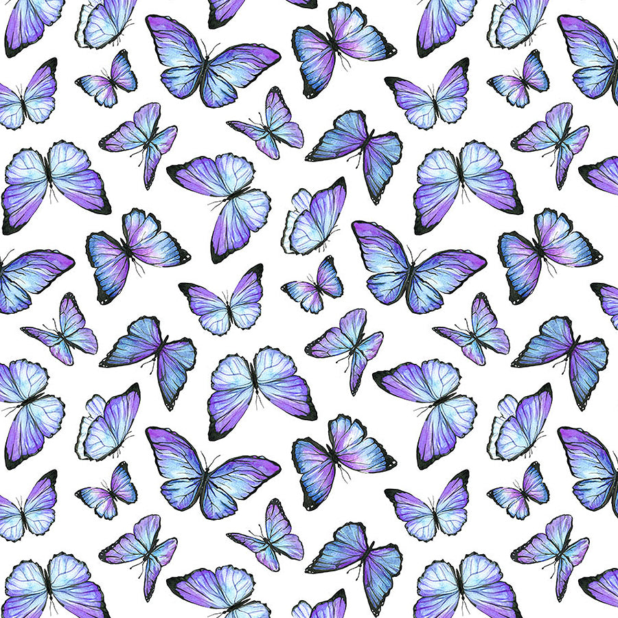 Rhapsody In Blue Butterflies White Multi