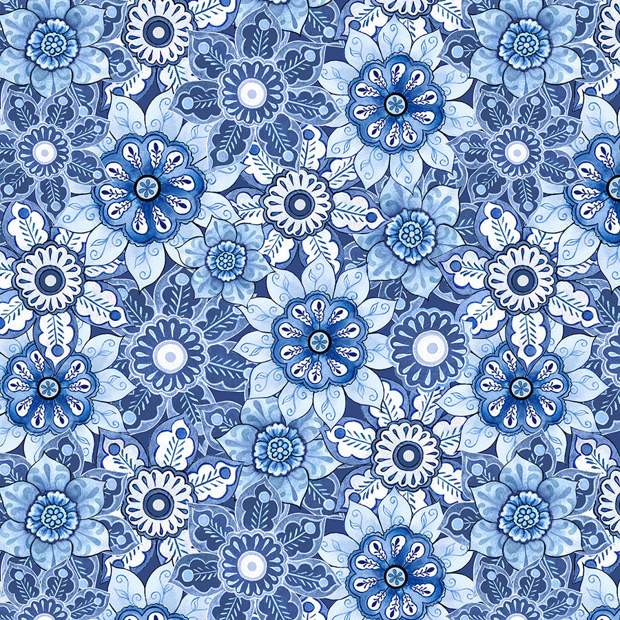 Blooming Blue Packed Floral Multi