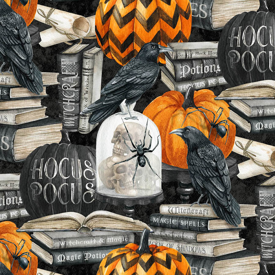 Spellbound Crows, Pumpkins & Books Multi