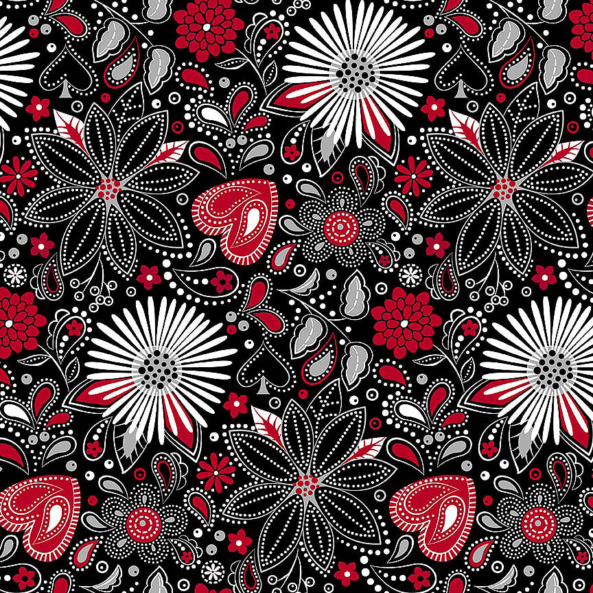 Scarlet Story Floral with Paisley Black