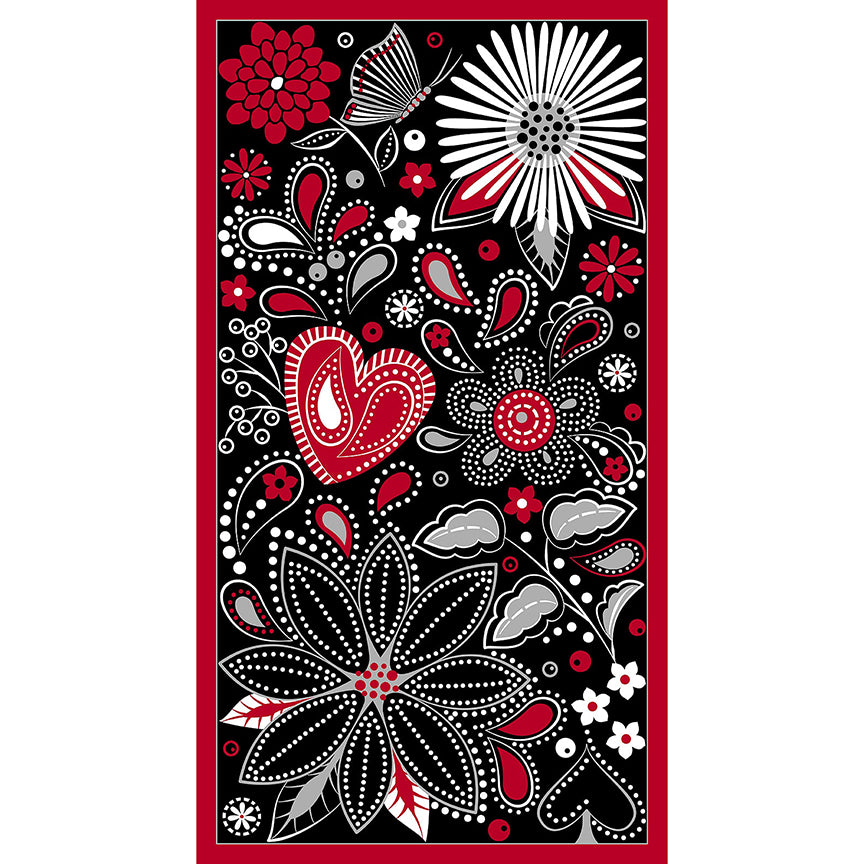 Scarlet Story 24" Floral Panel Black