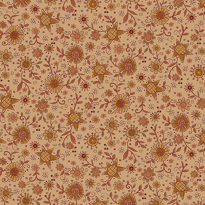 Oak & Maple Stars & Flowers Tan