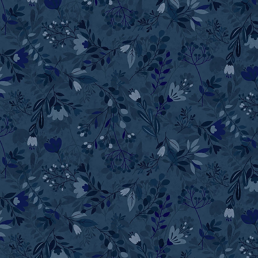 108" Wide Quilt Backing Meadow Indigo
