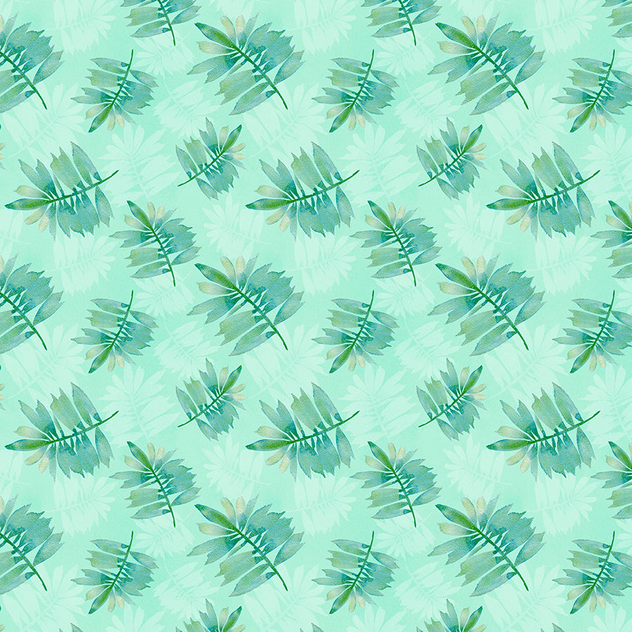 Wilmington Underwater Wonders Leaf Toss Green 1 Yard Cut