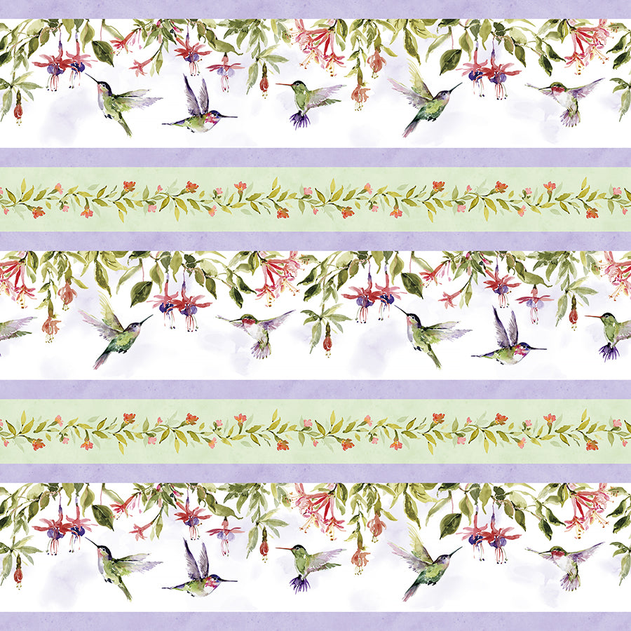 Hummingbird Floral Repeating Stripe Multi