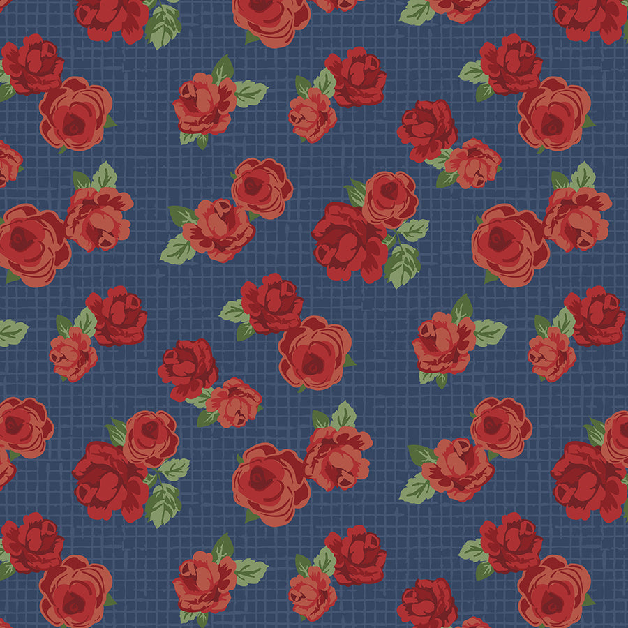 Wilmington Summertime Daydream Florals All Over Navy 1 Yard Cut