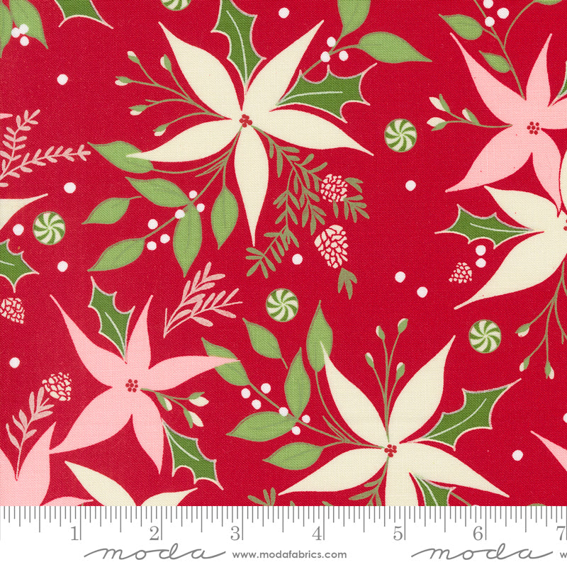 Once Upon a Christmas Poinsettia Florals Red