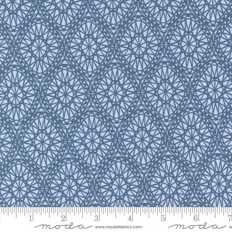 Moda Seaglass Summer Picnic Damask Dappled Blue 1 Yard Cut