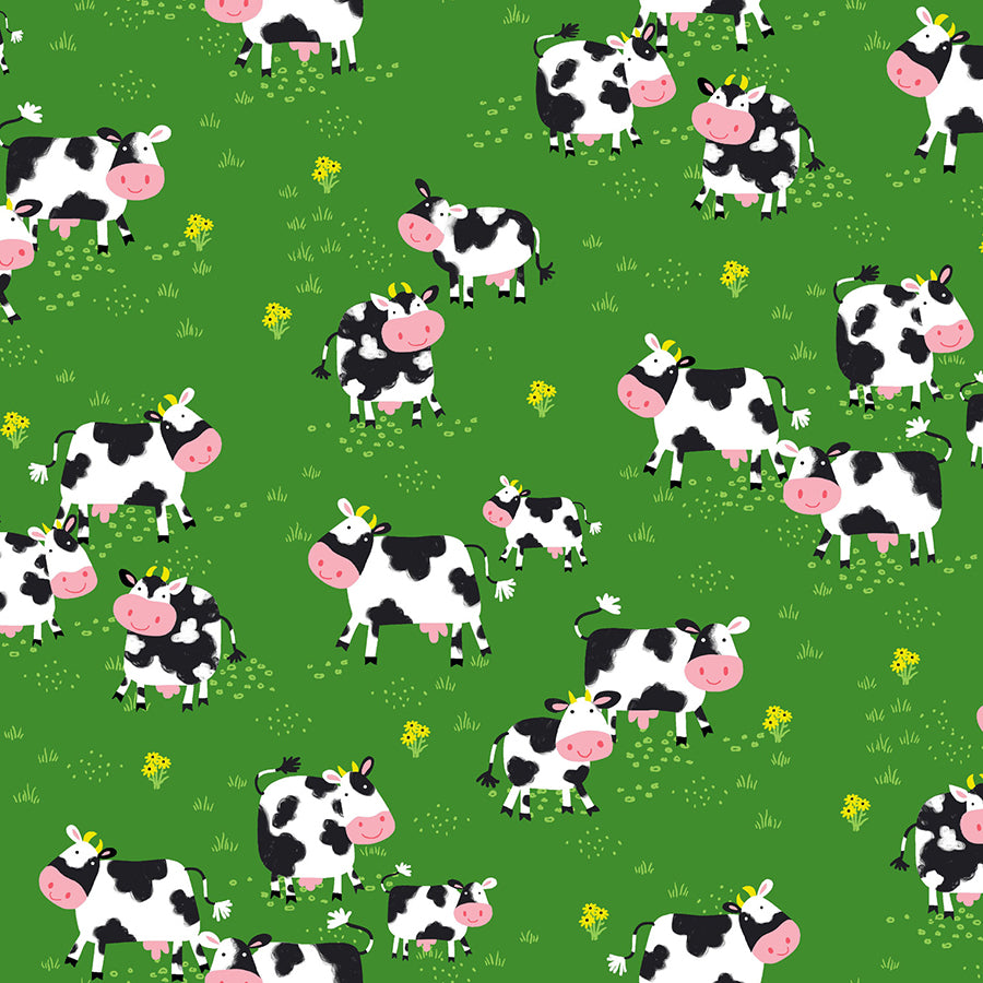 Fun Flannel Cows Green