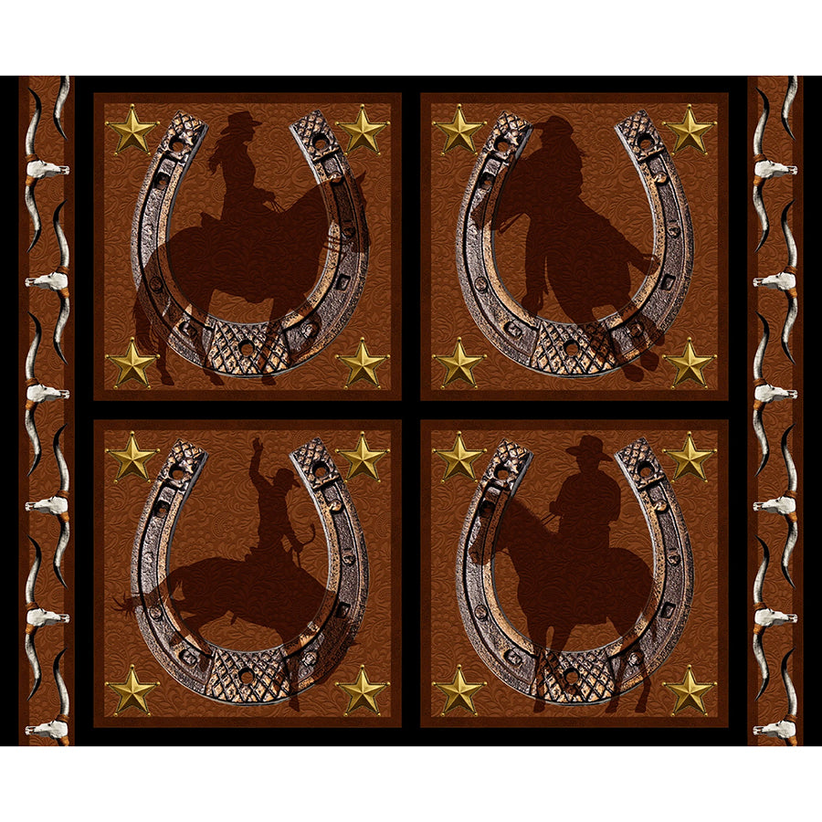 Spurs & Spirits 36" Pillow Panel Dark Brown